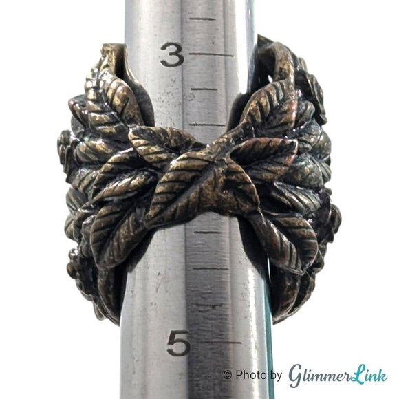 Chunky Nature Themed Faceted Green Acrylic Brass Tone Statement Ring Sz 4 - Picture 8 of 11